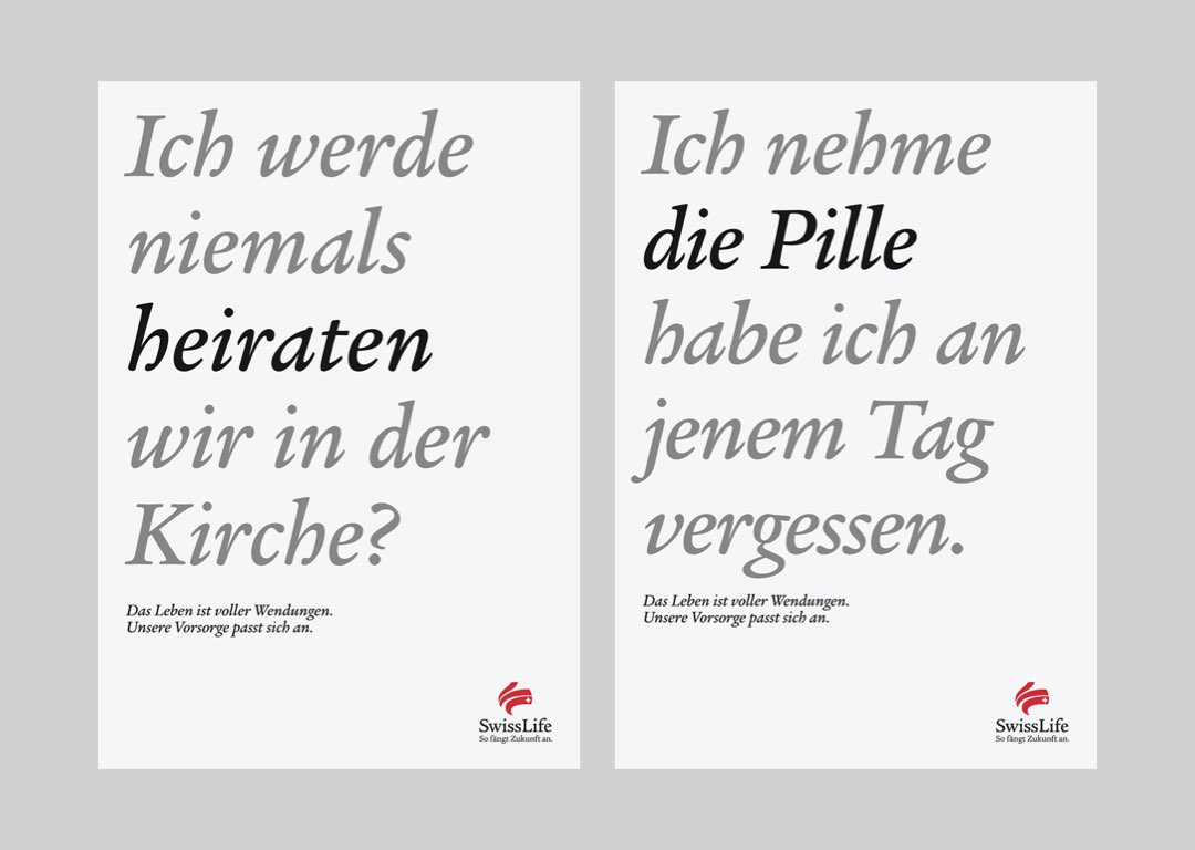 Wendesätze für Swiss Life Kampagne: In einem Satz eine Wendung sagen