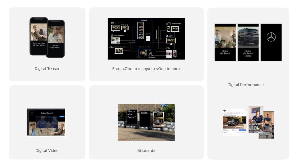 Verschiedene digitale Kampagnenteile für Mercedes-Werbung