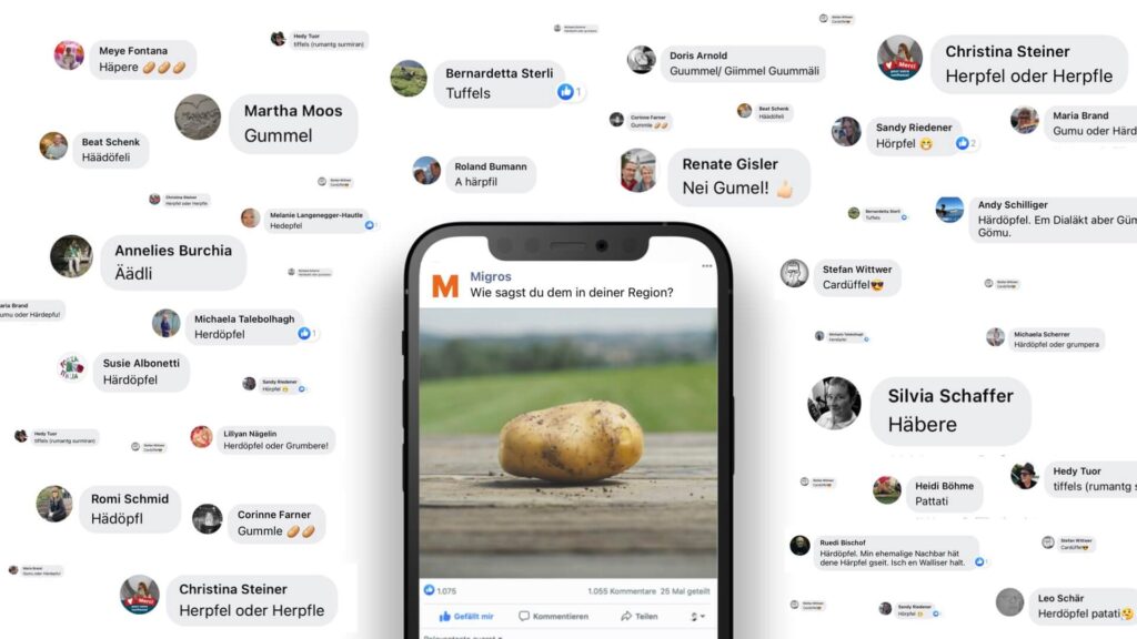 Frage auf Social Media zum Bild einer Kartoffel: Wie sagst du dem in deiner Region