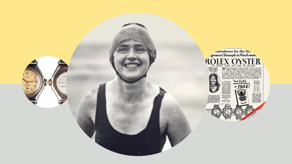Portrait der Schwimmerin Mercedes Gleitze, die 1927 mit einer Rolex über den Ärmelkanal schwamm