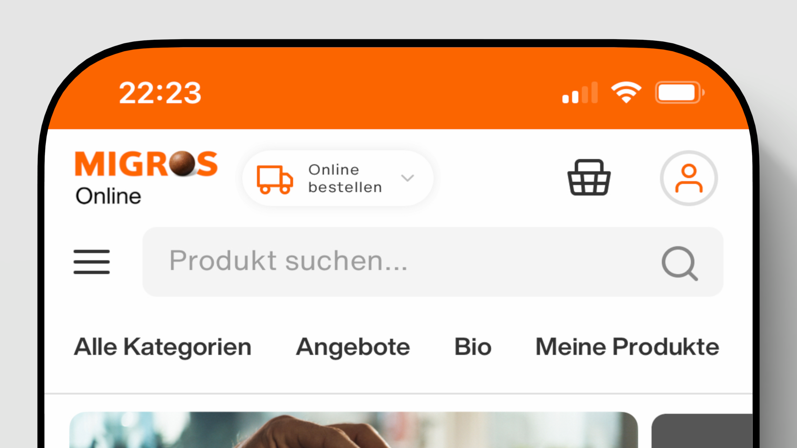 Migros Online mit Coffee Ball Logo